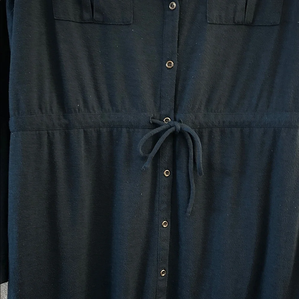 LOFT Deep Green Button-Up Knit Shirtdress Medium - Picture 5 of 7